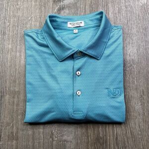 Peter Millar Summer Comfort Polo Shirt Mens L Medium Blue Geometric Performance